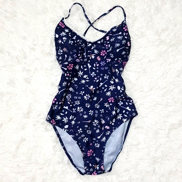 🌴 ONE PIECE SWIMSUIT BODYSUIT FLORAL CROCHETTE - Picture 1 of 8